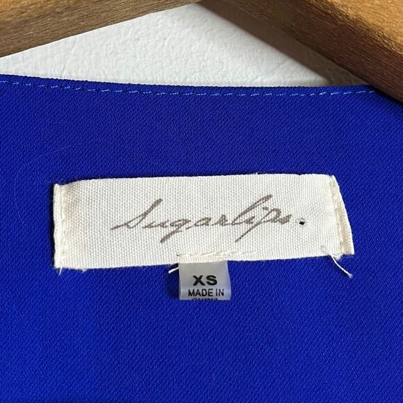Sugarlips Women's Blazer Jacket XS Royal Blue Waterfall Open Cropped 3/4 Sleeve - Picture 5 of 5